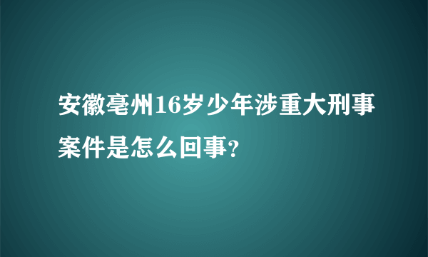 安徽亳州16岁少年涉重大刑事案件是怎么回事？