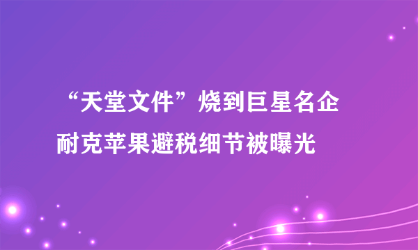 “天堂文件”烧到巨星名企 耐克苹果避税细节被曝光