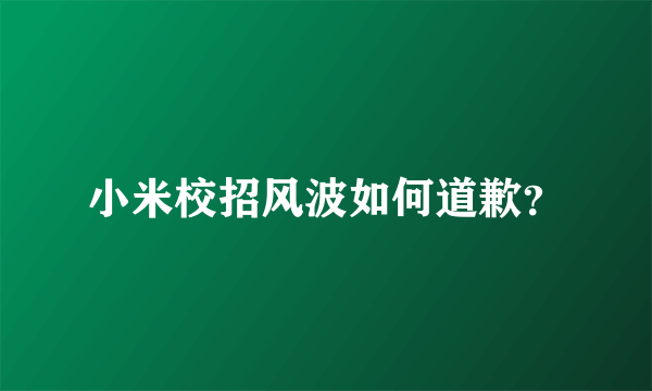 小米校招风波如何道歉？