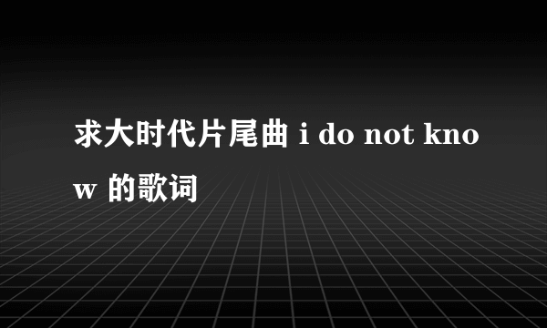 求大时代片尾曲 i do not know 的歌词