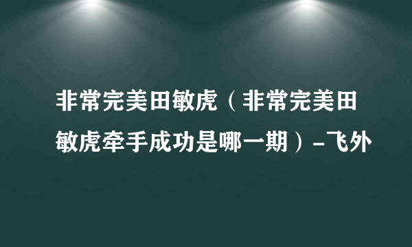 非常完美田敏虎（非常完美田敏虎牵手成功是哪一期）-飞外