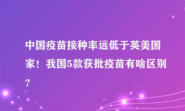 中国疫苗接种率远低于英美国家！我国5款获批疫苗有啥区别？