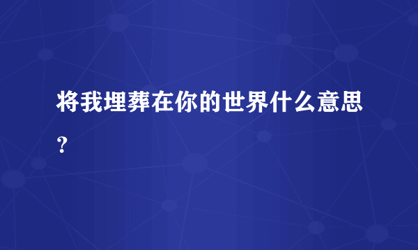 将我埋葬在你的世界什么意思？