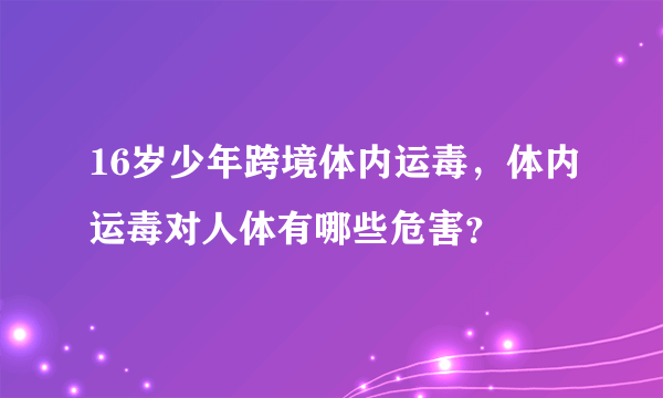 16岁少年跨境体内运毒，体内运毒对人体有哪些危害？