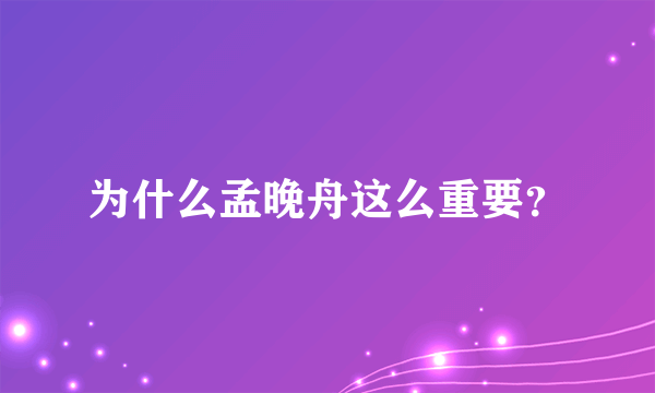 为什么孟晚舟这么重要？