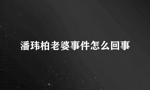 潘玮柏老婆事件怎么回事