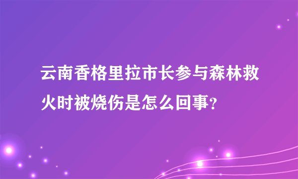 云南香格里拉市长参与森林救火时被烧伤是怎么回事？