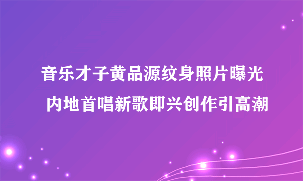 音乐才子黄品源纹身照片曝光 内地首唱新歌即兴创作引高潮