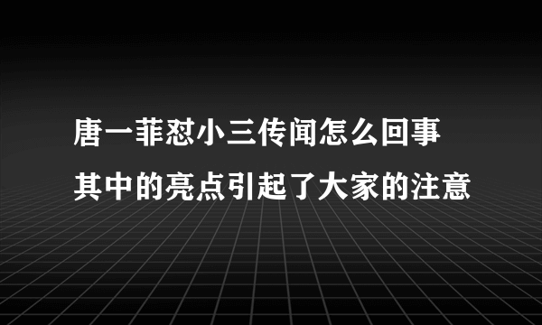 唐一菲怼小三传闻怎么回事 其中的亮点引起了大家的注意