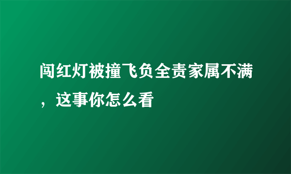 闯红灯被撞飞负全责家属不满，这事你怎么看