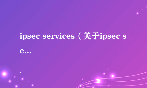 ipsec services（关于ipsec services的简介）