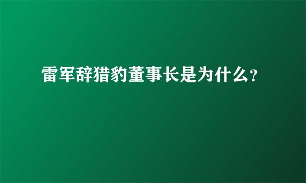 雷军辞猎豹董事长是为什么？