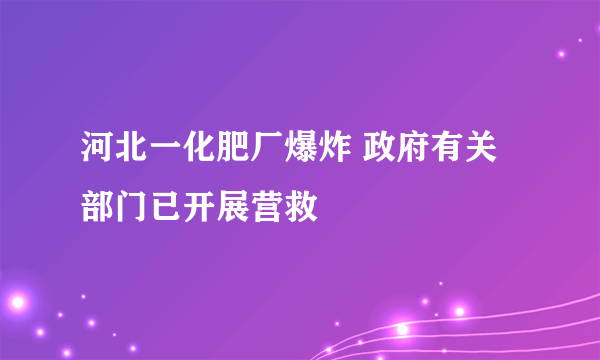 河北一化肥厂爆炸 政府有关部门已开展营救