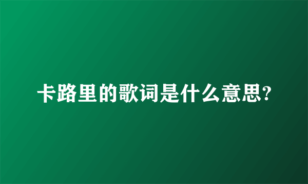 卡路里的歌词是什么意思?