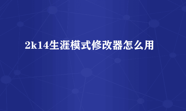 2k14生涯模式修改器怎么用