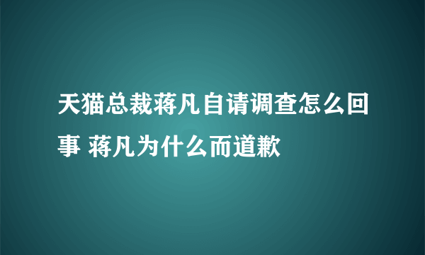 天猫总裁蒋凡自请调查怎么回事 蒋凡为什么而道歉