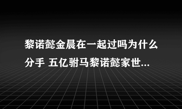 黎诺懿金晨在一起过吗为什么分手 五亿驸马黎诺懿家世背景揭秘