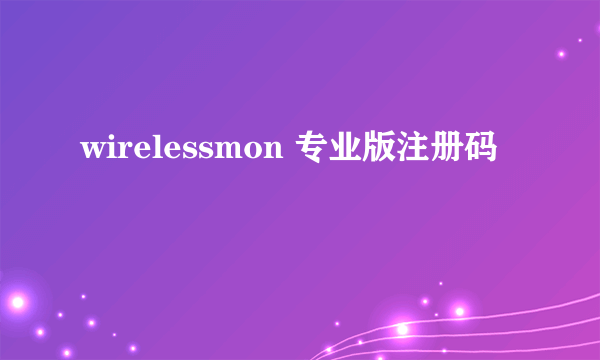 wirelessmon 专业版注册码