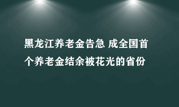 黑龙江养老金告急 成全国首个养老金结余被花光的省份