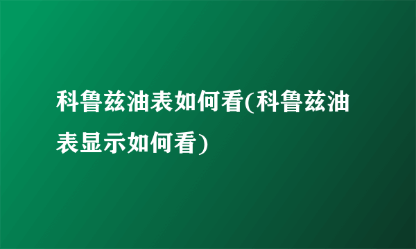 科鲁兹油表如何看(科鲁兹油表显示如何看)