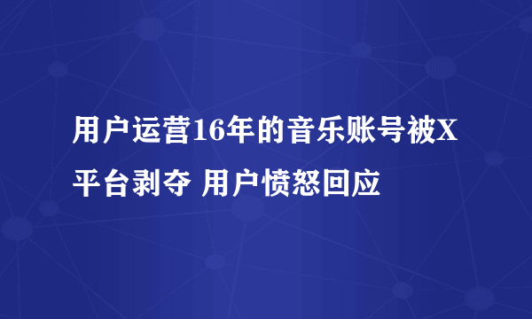 用户运营16年的音乐账号被X平台剥夺 用户愤怒回应