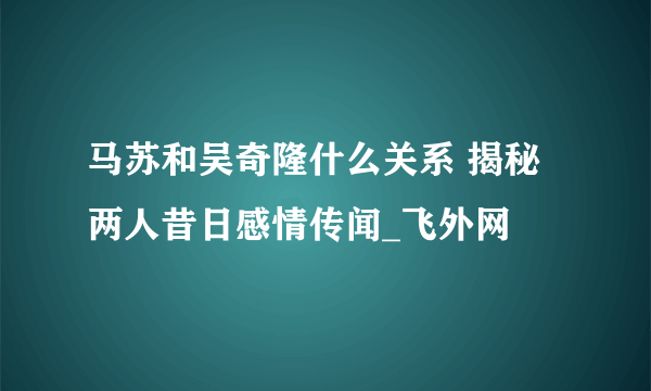 马苏和吴奇隆什么关系 揭秘两人昔日感情传闻_飞外网