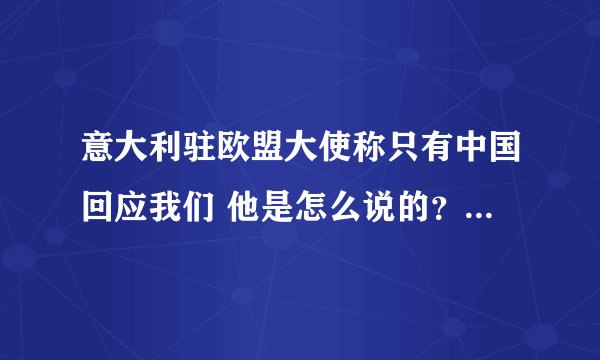 意大利驻欧盟大使称只有中国回应我们 他是怎么说的？-飞外网