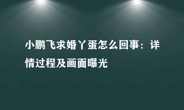 小鹏飞求婚丫蛋怎么回事：详情过程及画面曝光