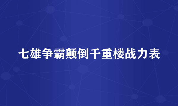 七雄争霸颠倒千重楼战力表