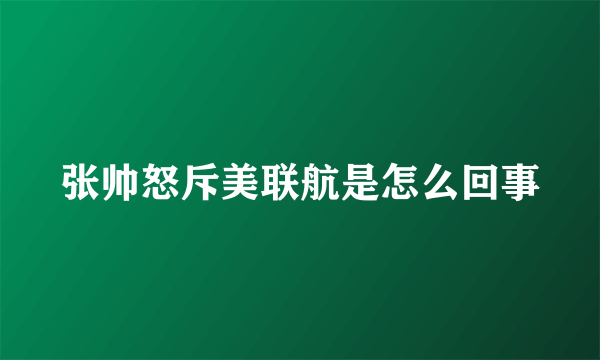 张帅怒斥美联航是怎么回事