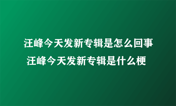 汪峰今天发新专辑是怎么回事 汪峰今天发新专辑是什么梗