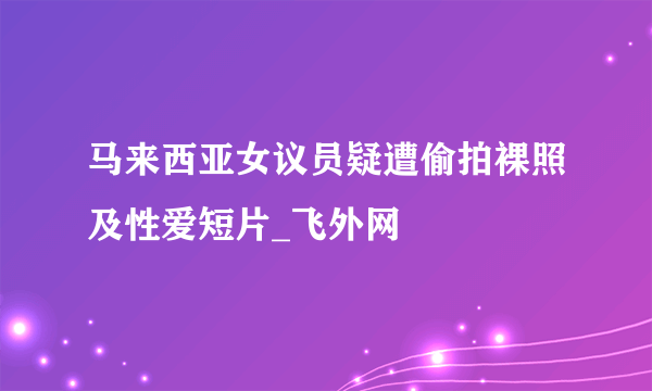 马来西亚女议员疑遭偷拍裸照及性爱短片_飞外网