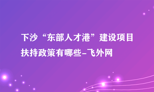 下沙“东部人才港”建设项目扶持政策有哪些-飞外网