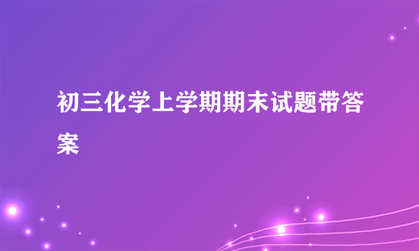 初三化学上学期期末试题带答案