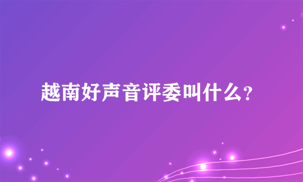 越南好声音评委叫什么？