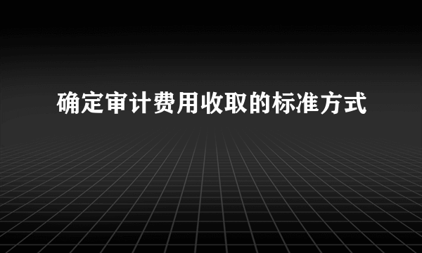 确定审计费用收取的标准方式