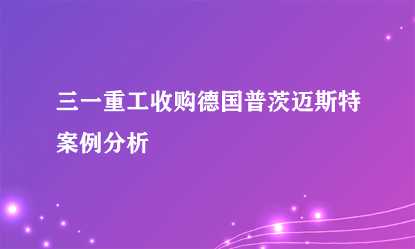 三一重工收购德国普茨迈斯特案例分析