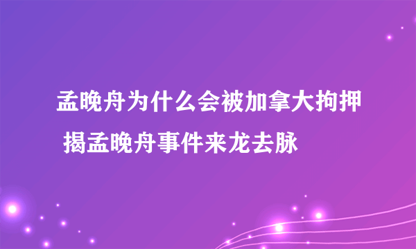 孟晚舟为什么会被加拿大拘押 揭孟晚舟事件来龙去脉