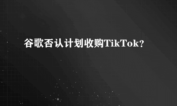 谷歌否认计划收购TikTok？