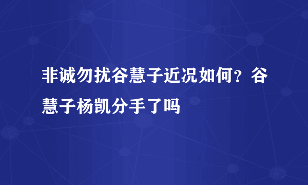 非诚勿扰谷慧子近况如何？谷慧子杨凯分手了吗