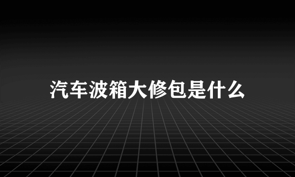 汽车波箱大修包是什么