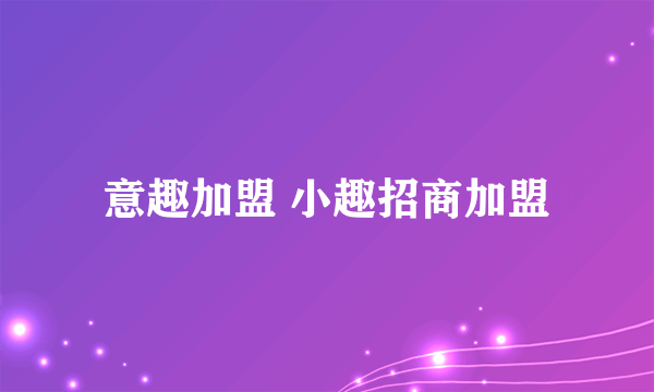 意趣加盟 小趣招商加盟