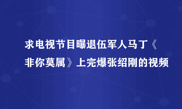 求电视节目曝退伍军人马丁《非你莫属》上完爆张绍刚的视频