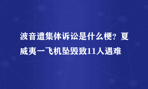 波音遭集体诉讼是什么梗？夏威夷一飞机坠毁致11人遇难