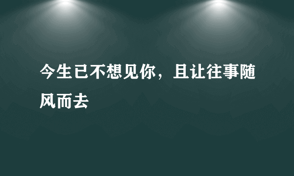 今生已不想见你，且让往事随风而去