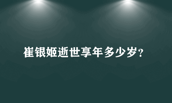 崔银姬逝世享年多少岁？