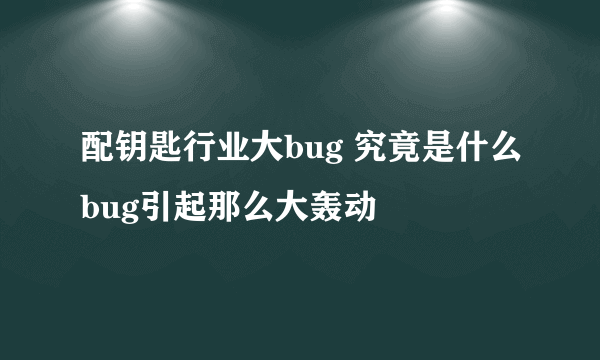 配钥匙行业大bug 究竟是什么bug引起那么大轰动