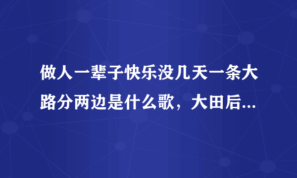 做人一辈子快乐没几天一条大路分两边是什么歌，大田后生仔歌曲介绍-飞外