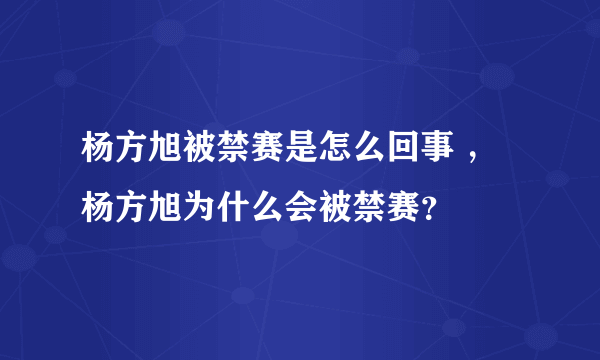 杨方旭被禁赛是怎么回事 ，杨方旭为什么会被禁赛？