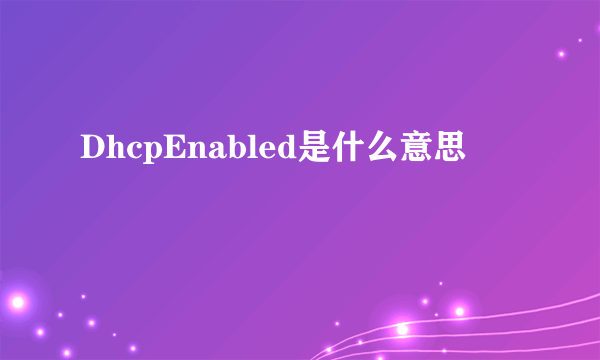 DhcpEnabled是什么意思